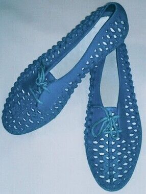 Vintage Rare Fun Blue Knot Design Rubber Shoes